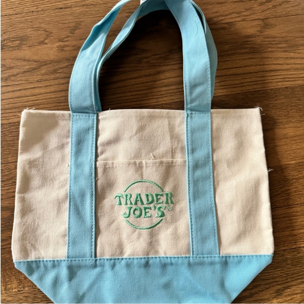 Cream and Blue Trader Joe’s Mini Tote Bag